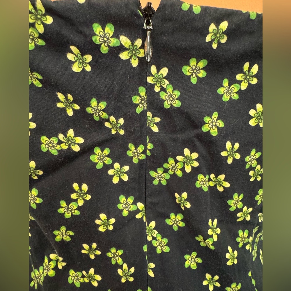 The Limited Black Floral Mini Dress Green Print Fitted Stretch Size 4 - Picture 5 of 6